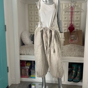 Magnolia Pearl Natural Linen Suspender Pants